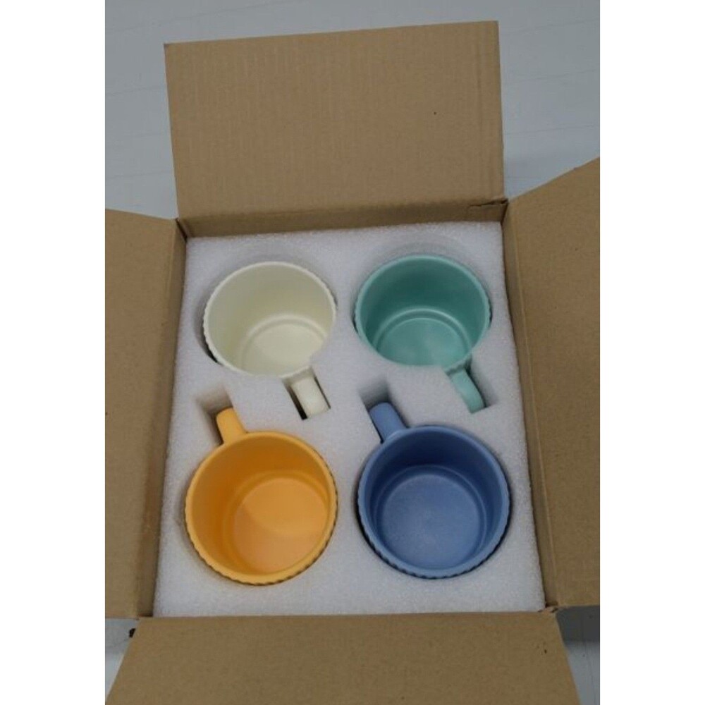 Stackable Coffee Mugs Set Of 4 7 Oz Ceramics Espresso Cups For Latte Cappuccino